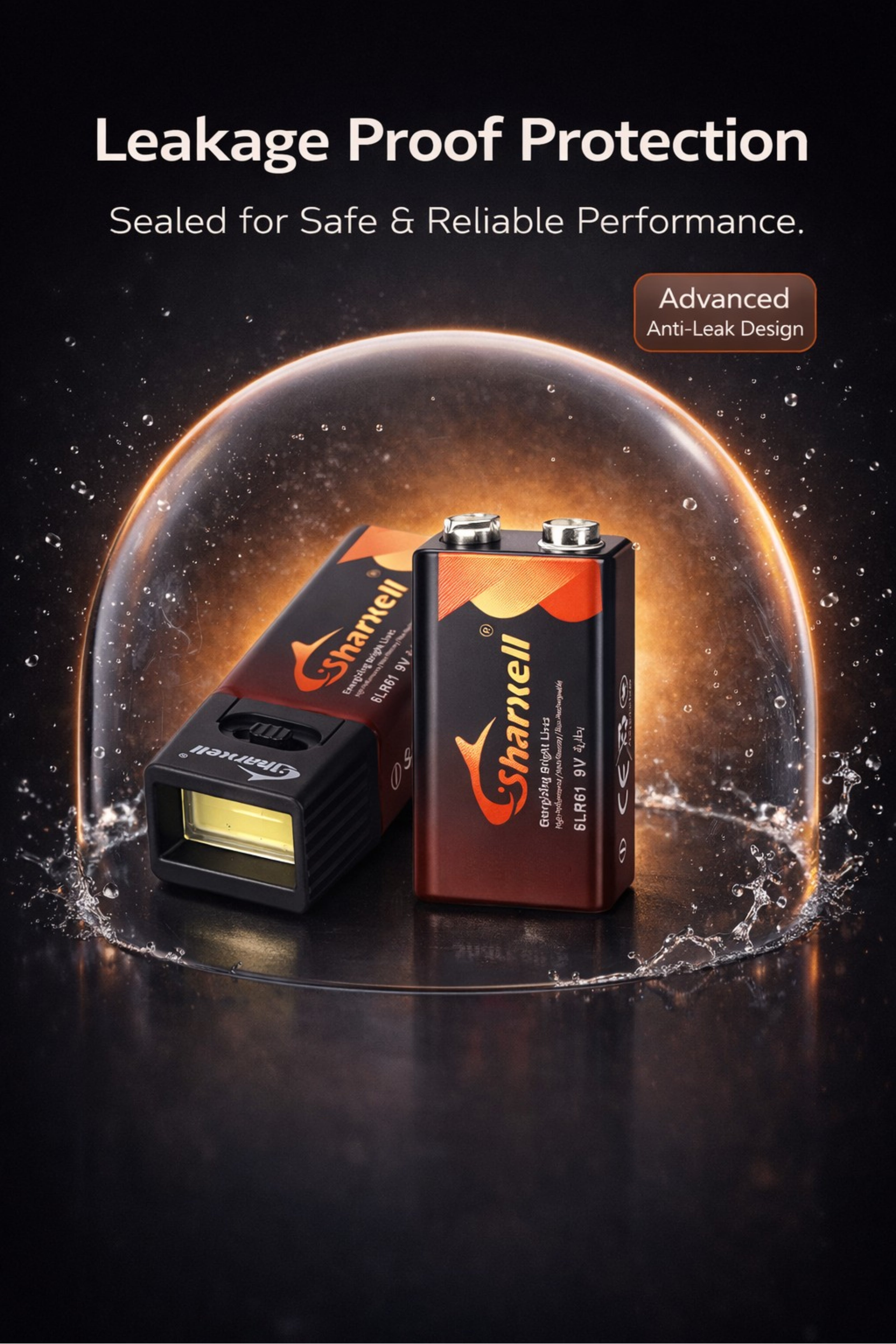Sharxell 9V Alkaline Battery (6LR61) – High Energy 4500mWh | Stable 9V Output | Long Lasting Power | Leak-Proof | Ideal for Emergency & Outdoor Use