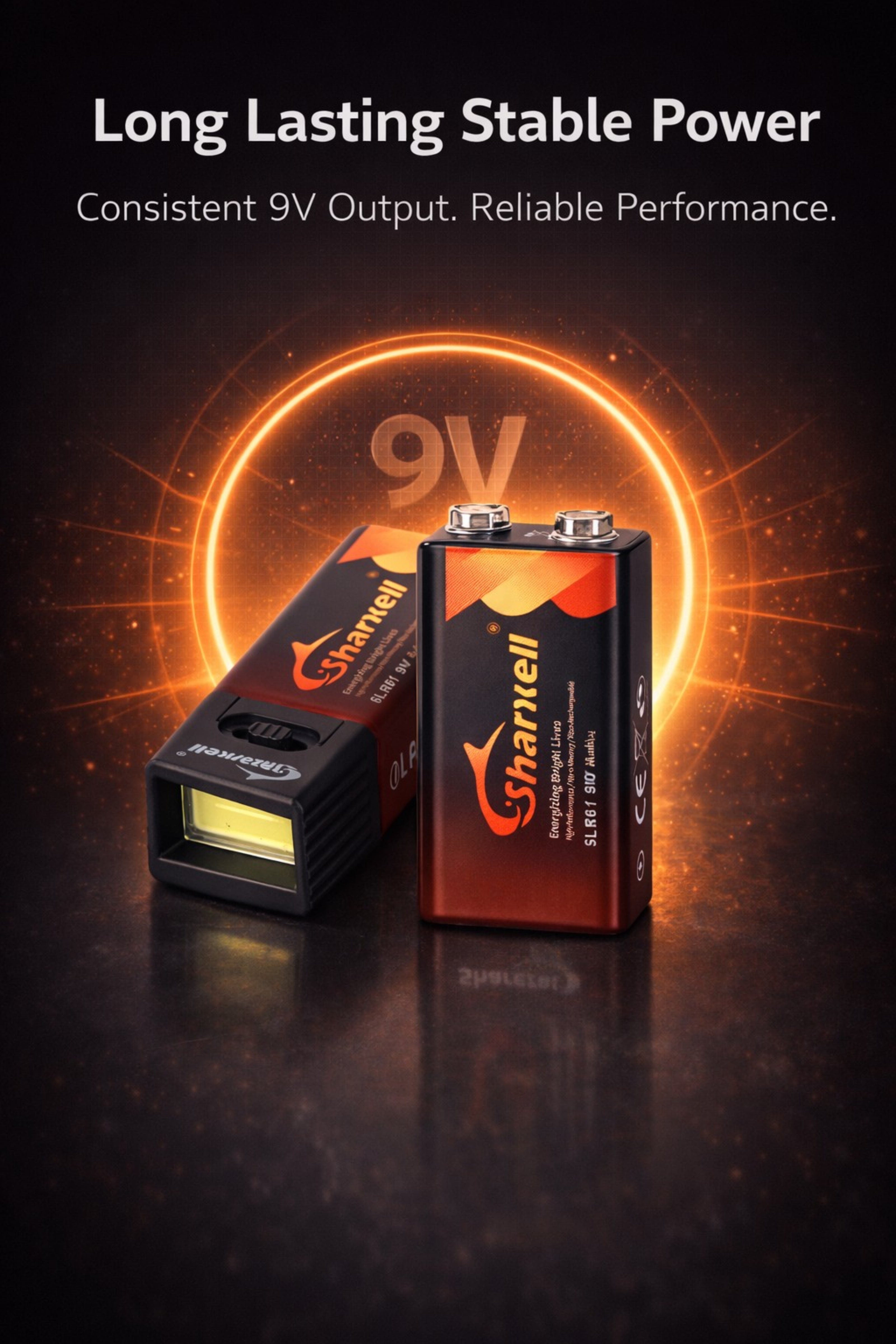 Sharxell 9V Alkaline Battery (6LR61) – High Energy 4500mWh | Stable 9V Output | Long Lasting Power | Leak-Proof | Ideal for Emergency & Outdoor Use