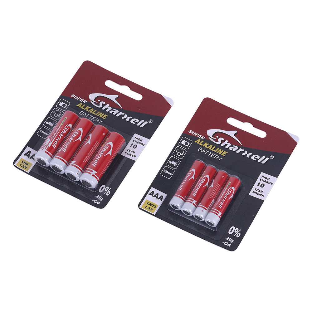 Sharxell AA & AAA Alkaline Batteries – 1.5V Long Lasting Power | 10 Years Shelf Life | Leak-Proof Technology | Reliable Everyday Energy