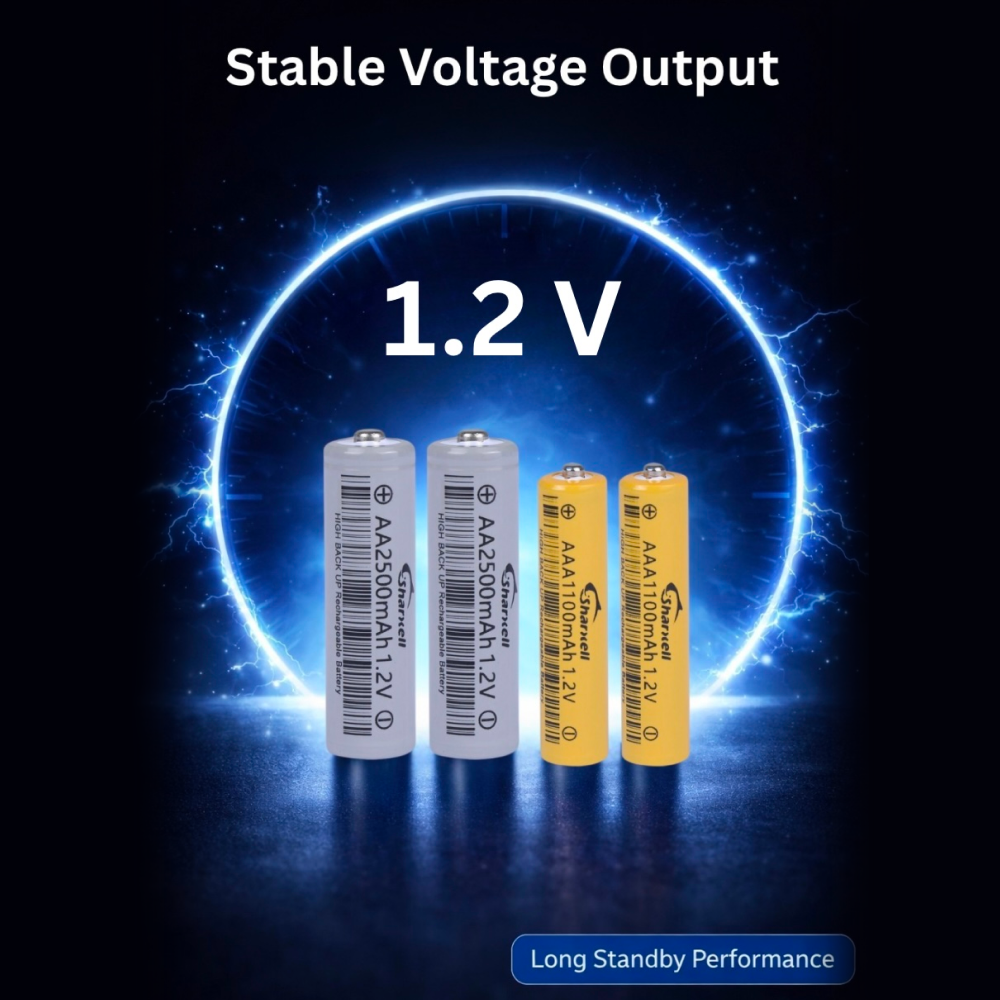 Rechargeable AA & AAA Batteries 1.2V – High Capacity, Long Cycle Life (500–1000 Cycles), Low Self-Discharge