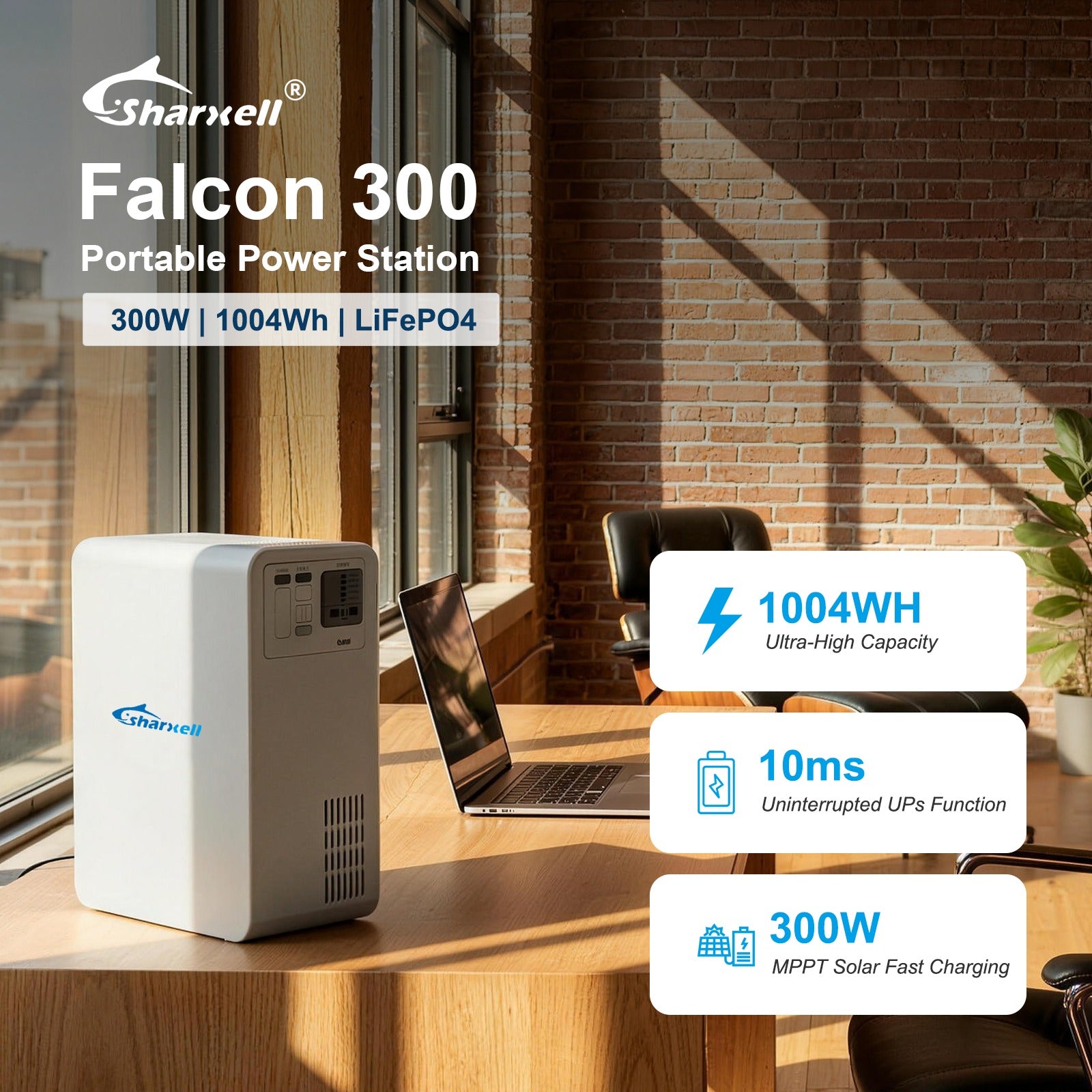 1004Wh Portable Power Station with UPS (10ms), LiFePO4 Battery, Solar Charging Support – 300W Backup Power for Home & Outdoor
