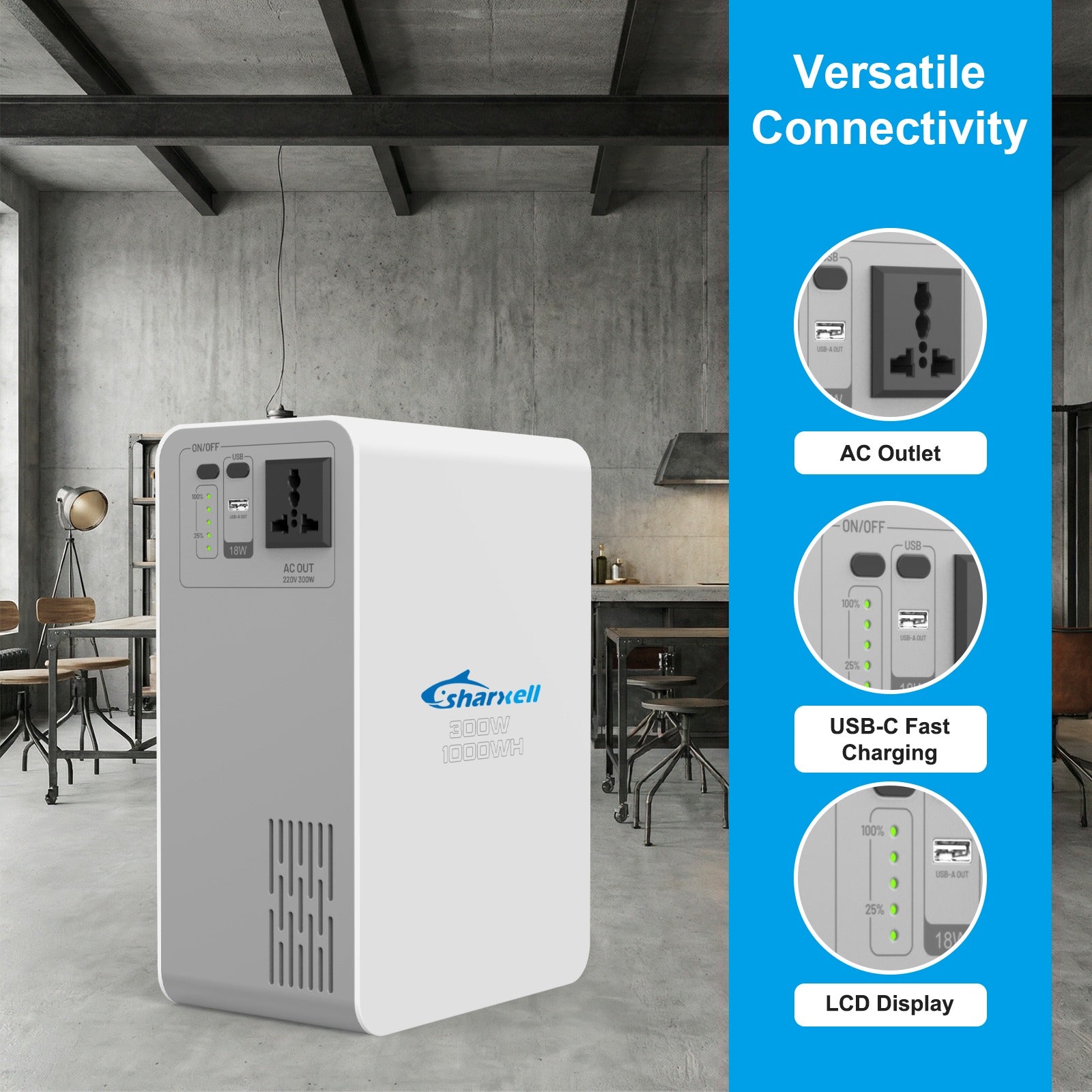 1004Wh Portable Power Station with UPS (10ms), LiFePO4 Battery, Solar Charging Support – 300W Backup Power for Home & Outdoor