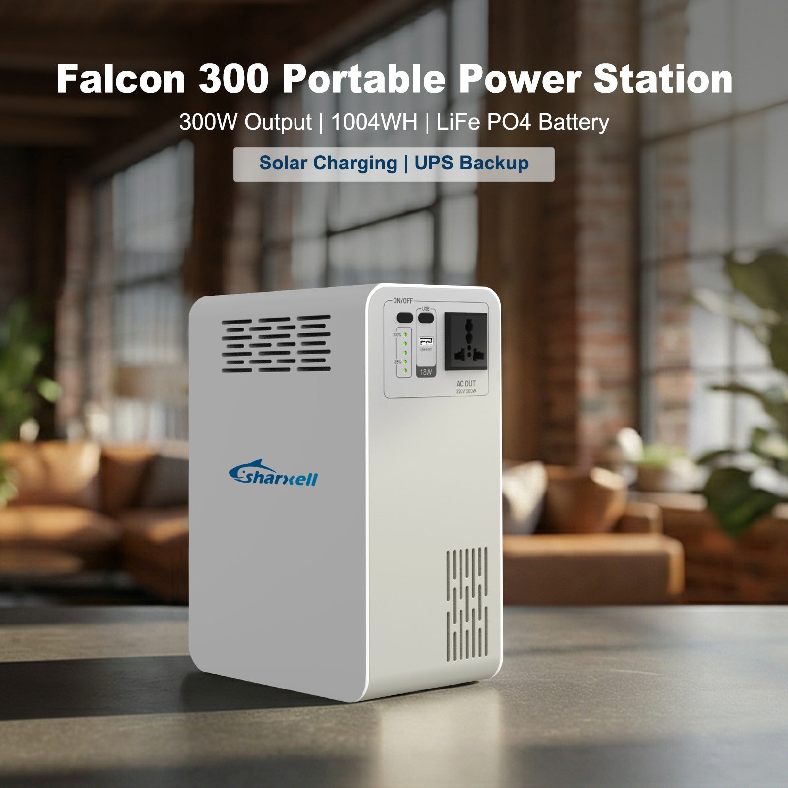 1004Wh Portable Power Station with UPS (10ms), LiFePO4 Battery, Solar Charging Support – 300W Backup Power for Home & Outdoor