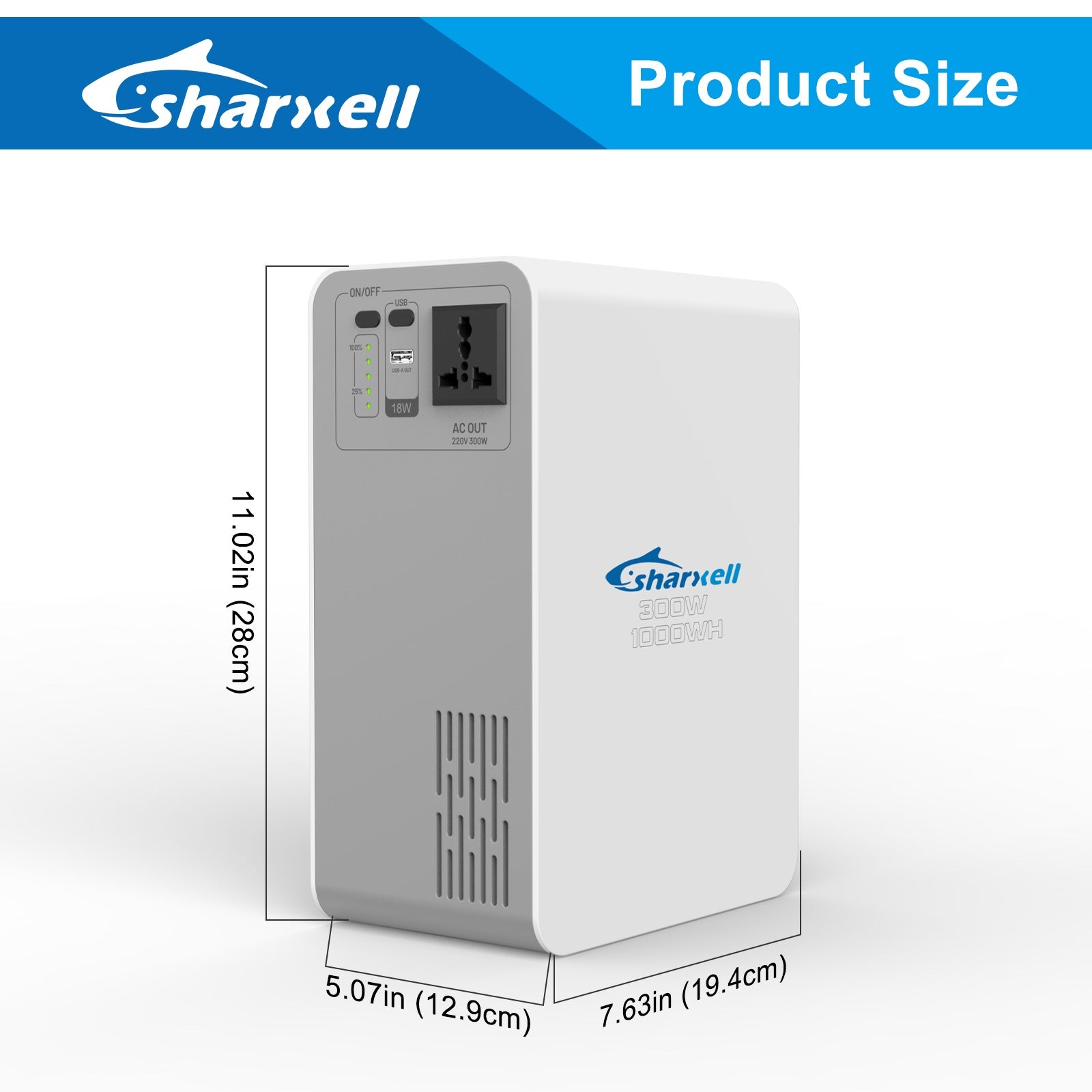 1004Wh Portable Power Station with UPS (10ms), LiFePO4 Battery, Solar Charging Support – 300W Backup Power for Home & Outdoor