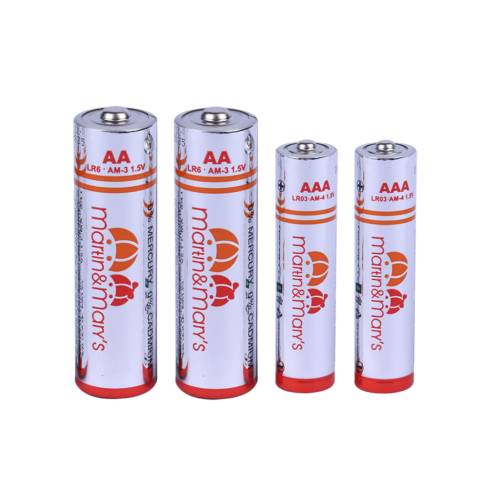 Marin & Mary’s AA & AAA Alkaline Batteries – 1.5V Stable Output | 10 Years Shelf Life | Long Lasting Power | Leak-Proof Design | Reliable for Everyday Devices